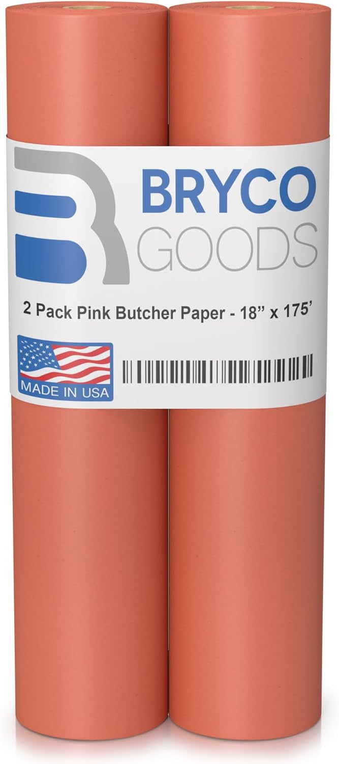 Kraft Butcher Paper Roll - 2 Pack x 18 Inch x 175 Feet - Food Grade Peach Wrapping Paper for Smoking Meat of All Varieties - Unbleached, Unwaxed and Uncoated - Made in USA-0