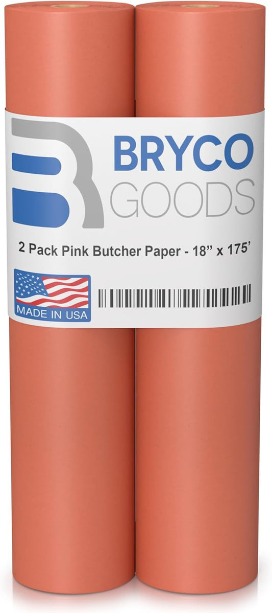 Kraft Butcher Paper Roll - 2 Pack x 18 Inch x 175 Feet - Food Grade Peach Wrapping Paper for Smoking Meat of All Varieties - Unbleached, Unwaxed and Uncoated - Made in USA-0
