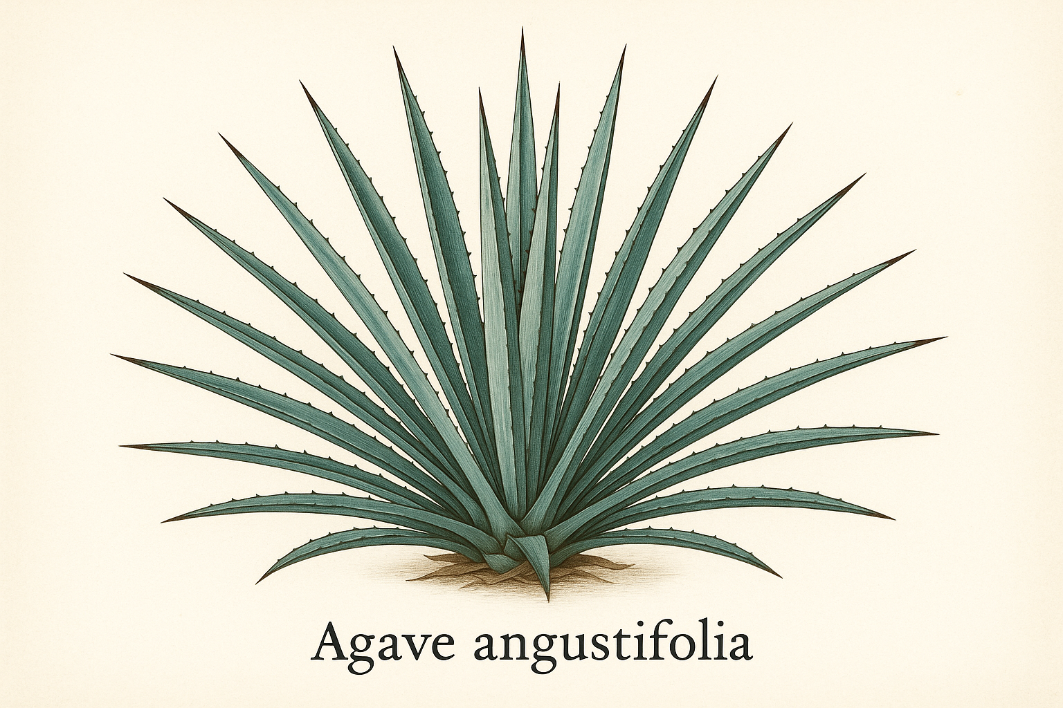 create Agave Angustifolia image with the writing of the scientific name beneath it
